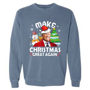 Santa Hat Trump Make Christmas Great Again Xmas Lights Funny Gift Garment-Dyed Sweatshirt