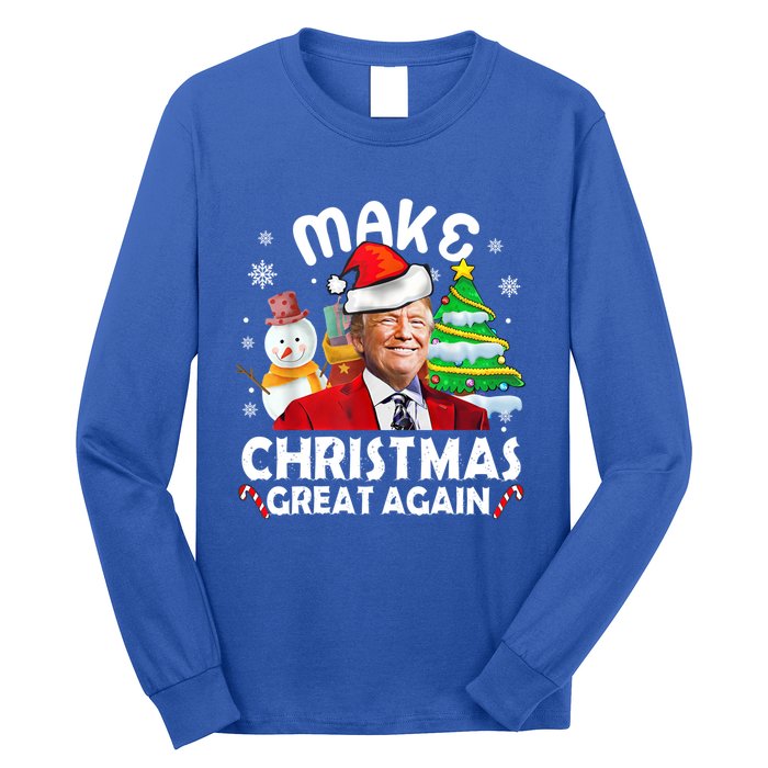 Santa Hat Trump Make Christmas Great Again Xmas Lights Funny Gift Long Sleeve Shirt