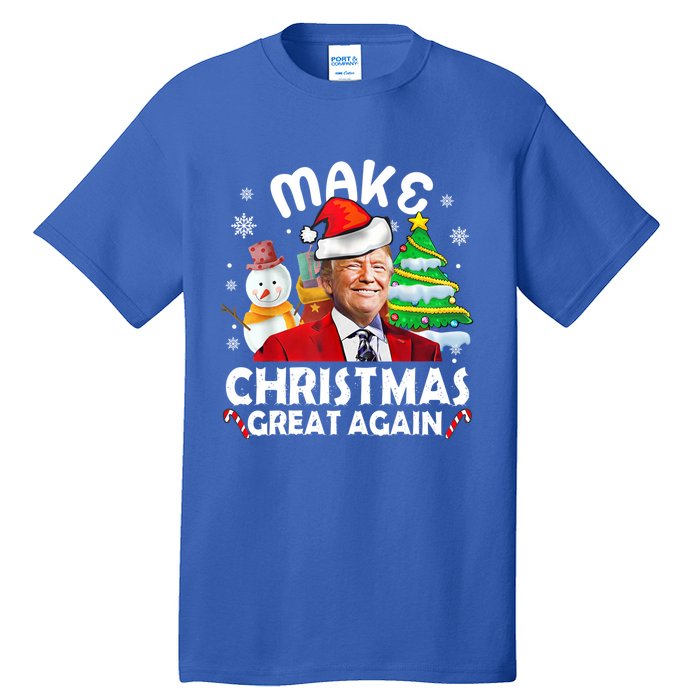 Santa Hat Trump Make Christmas Great Again Xmas Lights Funny Gift Tall T-Shirt