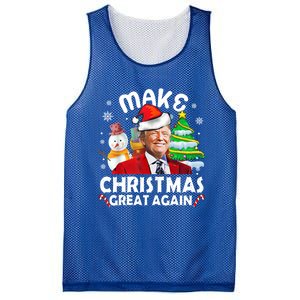 Santa Hat Trump Make Christmas Great Again Xmas Lights Funny Gift Mesh Reversible Basketball Jersey Tank