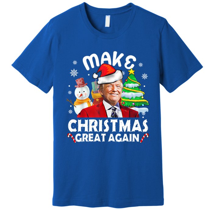 Santa Hat Trump Make Christmas Great Again Xmas Lights Funny Gift Premium T-Shirt