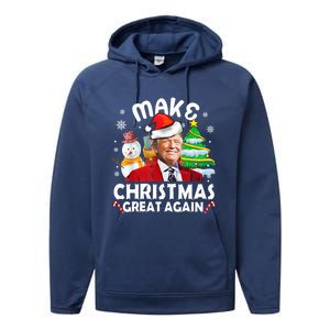 Santa Hat Trump Make Christmas Great Again Xmas Lights Funny Gift Performance Fleece Hoodie