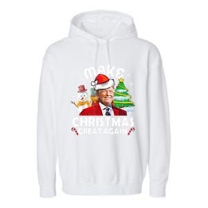 Santa Hat Trump Make Christmas Great Again Xmas Lights Funny Gift Garment-Dyed Fleece Hoodie