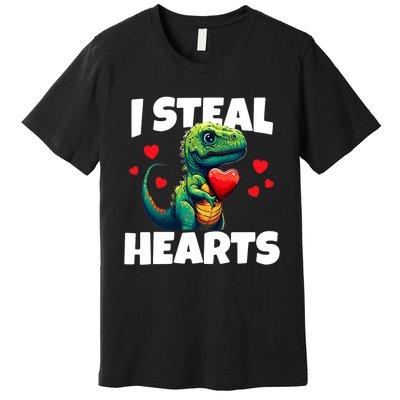 Steal Hearts Trex Dino Baby Boy Valentines Day Premium T-Shirt