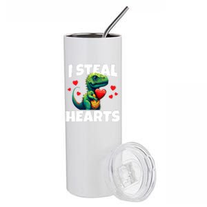 Steal Hearts Trex Dino Baby Boy Valentines Day Stainless Steel Tumbler