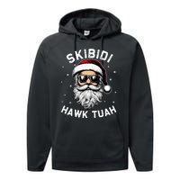 Skibidi Hawk Tuah Hawk Funny Inappropriate Christmas Santa Face Performance Fleece Hoodie