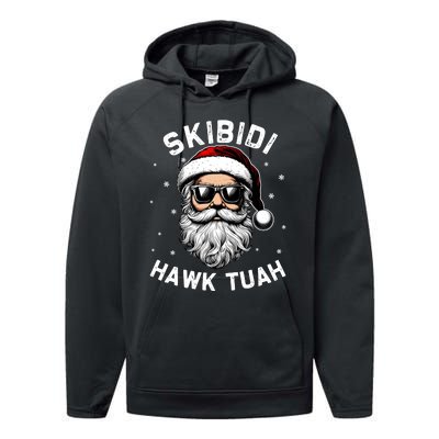 Skibidi Hawk Tuah Hawk Funny Inappropriate Christmas Santa Face Performance Fleece Hoodie