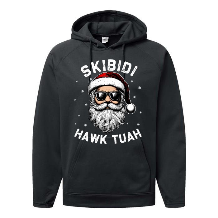 Skibidi Hawk Tuah Hawk Funny Inappropriate Christmas Santa Face Performance Fleece Hoodie