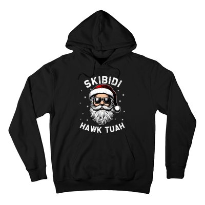 Skibidi Hawk Tuah Hawk Funny Inappropriate Christmas Santa Face Hoodie