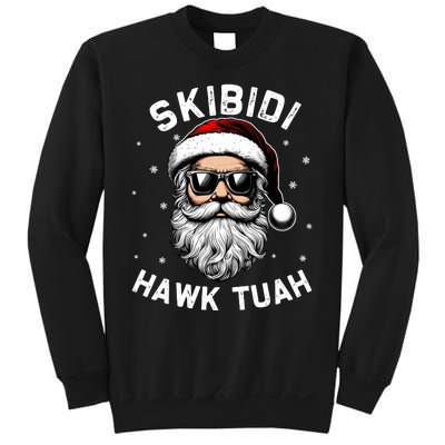 Skibidi Hawk Tuah Hawk Funny Inappropriate Christmas Santa Face Sweatshirt