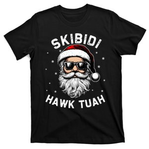 Skibidi Hawk Tuah Hawk Funny Inappropriate Christmas Santa Face T-Shirt