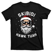 Skibidi Hawk Tuah Hawk Funny Inappropriate Christmas Santa Face T-Shirt