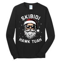 Skibidi Hawk Tuah Hawk Funny Inappropriate Christmas Santa Face Tall Long Sleeve T-Shirt