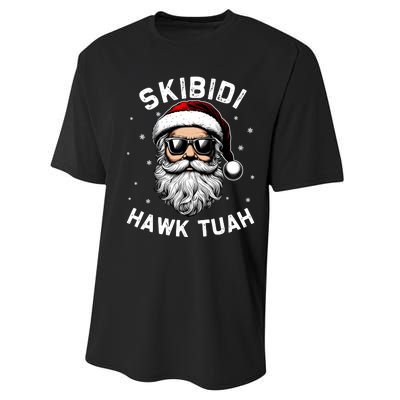 Skibidi Hawk Tuah Hawk Funny Inappropriate Christmas Santa Face Performance Sprint T-Shirt