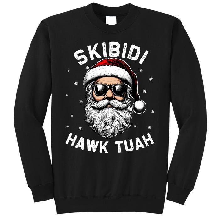 Skibidi Hawk Tuah Hawk Funny Inappropriate Christmas Santa Face Tall Sweatshirt