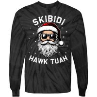 Skibidi Hawk Tuah Hawk Funny Inappropriate Christmas Santa Face Tie-Dye Long Sleeve Shirt