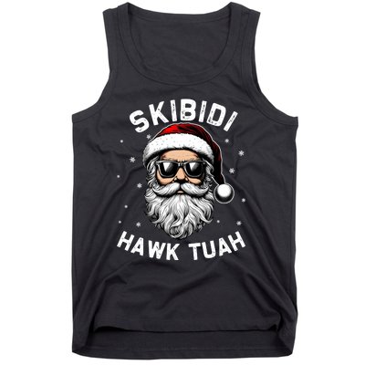 Skibidi Hawk Tuah Hawk Funny Inappropriate Christmas Santa Face Tank Top