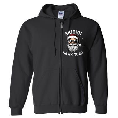 Skibidi Hawk Tuah Hawk Funny Inappropriate Christmas Santa Face Full Zip Hoodie