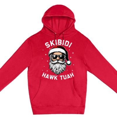 Skibidi Hawk Tuah Hawk Funny Inappropriate Christmas Santa Face Premium Pullover Hoodie