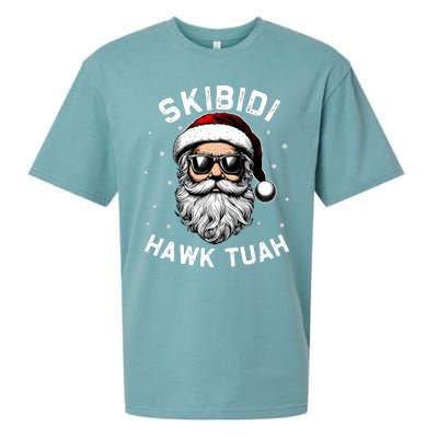 Skibidi Hawk Tuah Hawk Funny Inappropriate Christmas Santa Face Sueded Cloud Jersey T-Shirt