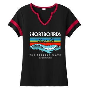 Shortboards Hang Ten The Perfect Wave Surfer Paradise Design Ladies Halftime Notch Neck Tee