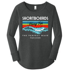 Shortboards Hang Ten The Perfect Wave Surfer Paradise Design Women's Perfect Tri Tunic Long Sleeve Shirt