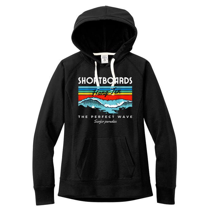 Shortboards Hang Ten The Perfect Wave Surfer Paradise Design Women's Fleece Hoodie