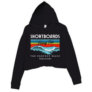 Shortboards Hang Ten The Perfect Wave Surfer Paradise Design Crop Fleece Hoodie