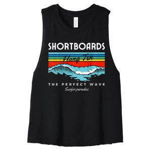 Shortboards Hang Ten The Perfect Wave Surfer Paradise Design Women's Racerback Cropped Tank