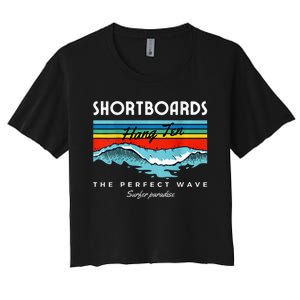 Shortboards Hang Ten The Perfect Wave Surfer Paradise Design Women's Crop Top Tee