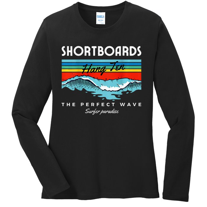 Shortboards Hang Ten The Perfect Wave Surfer Paradise Design Ladies Long Sleeve Shirt