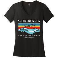 Shortboards Hang Ten The Perfect Wave Surfer Paradise Design Women's V-Neck T-Shirt