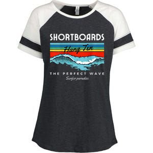 Shortboards Hang Ten The Perfect Wave Surfer Paradise Design Enza Ladies Jersey Colorblock Tee