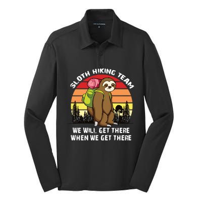 Sloth Hiking Team We Will Get There When We Get There Silk Touch Performance Long Sleeve Polo