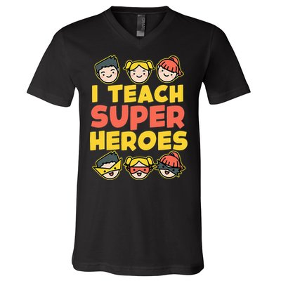 Super Hero Teacher I Teach Superheroes V-Neck T-Shirt