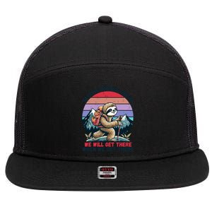 Sloth Hiking Team Hiking Gifts Funny Sloth 7 Panel Mesh Trucker Snapback Hat