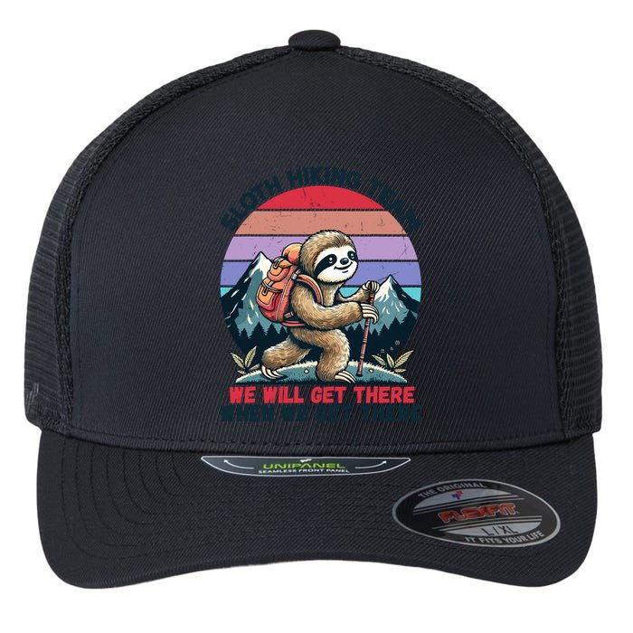 Sloth Hiking Team Hiking Gifts Funny Sloth Flexfit Unipanel Trucker Cap