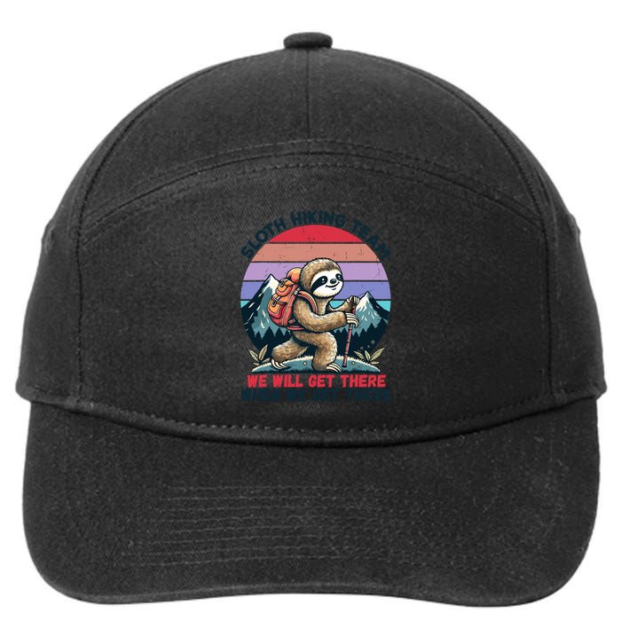 Sloth Hiking Team Hiking Gifts Funny Sloth 7-Panel Snapback Hat