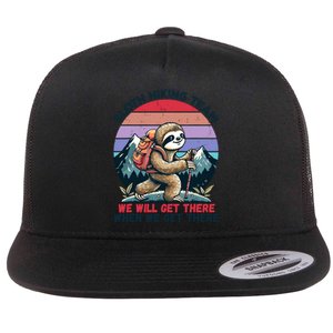 Sloth Hiking Team Hiking Gifts Funny Sloth Flat Bill Trucker Hat