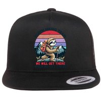 Sloth Hiking Team Hiking Gifts Funny Sloth Flat Bill Trucker Hat