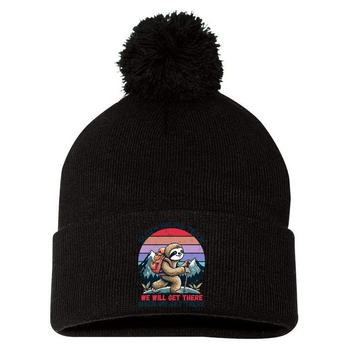 Sloth Hiking Team Hiking Gifts Funny Sloth Pom Pom 12in Knit Beanie