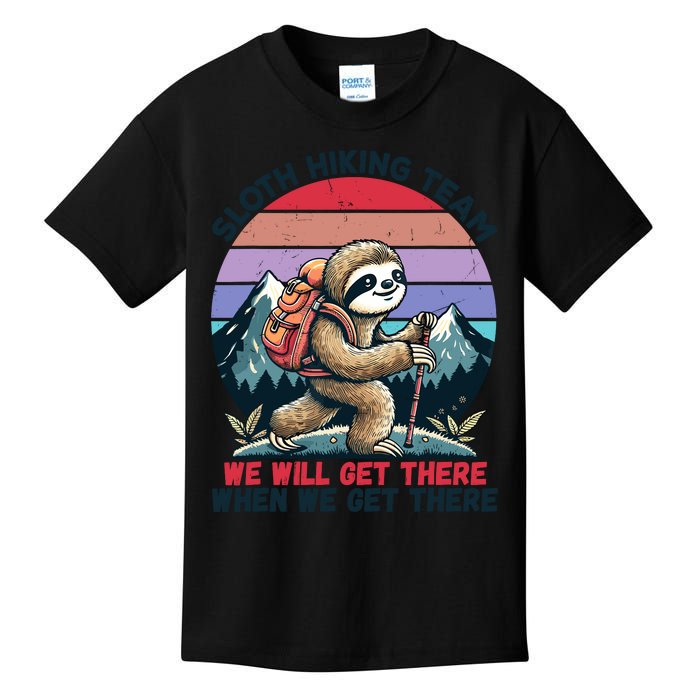 Sloth Hiking Team Hiking Gifts Funny Sloth Kids T-Shirt