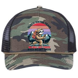 Sloth Hiking Team Hiking Gifts Funny Sloth Retro Rope Trucker Hat Cap