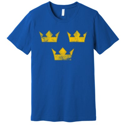 Sweden Heritage Tre Kronor Three Crowns Vintage Sverige Gift Premium T-Shirt