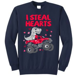 Steal Hearts T Rex Monster Truck Boy Valentines Day Tall Sweatshirt