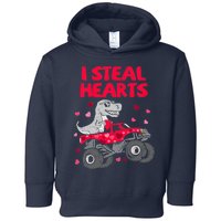 Steal Hearts T Rex Monster Truck Boy Valentines Day Toddler Hoodie