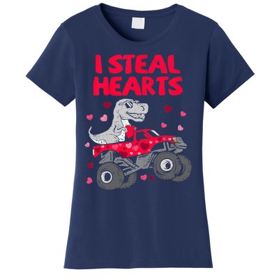 Steal Hearts T Rex Monster Truck Boy Valentines Day Women's T-Shirt