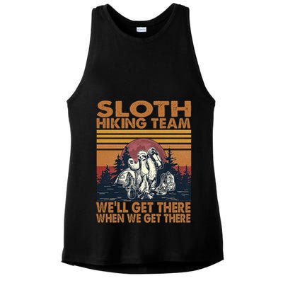 Sloth Hiking Team WeLl Get There When We Get There Ladies PosiCharge Tri-Blend Wicking Tank