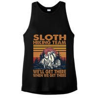 Sloth Hiking Team WeLl Get There When We Get There Ladies PosiCharge Tri-Blend Wicking Tank