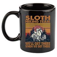 Sloth Hiking Team WeLl Get There When We Get There 11oz C Handle Ceramic Mug